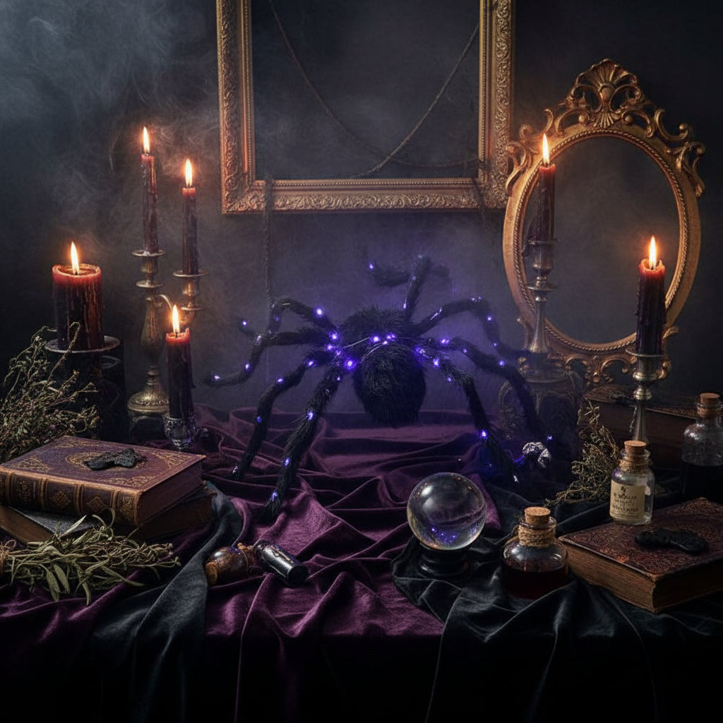 LED Luminous Plush Spider Decoration for Halloween Sorceress Sanctuary