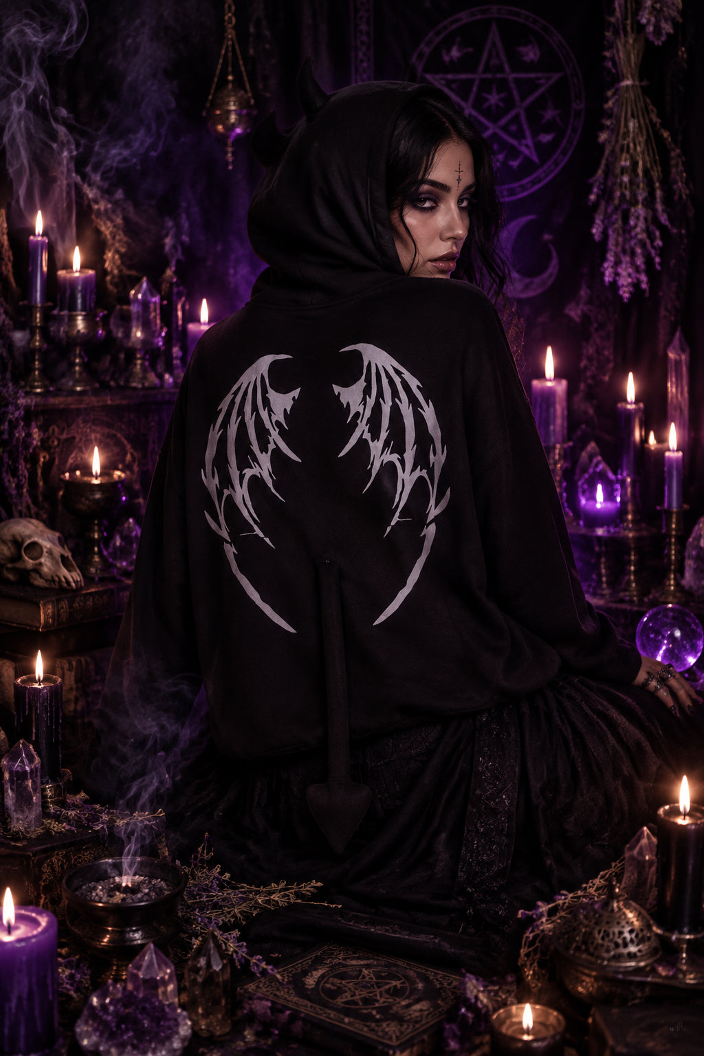 Devilthorn Flare Witch Hoodie, detail view