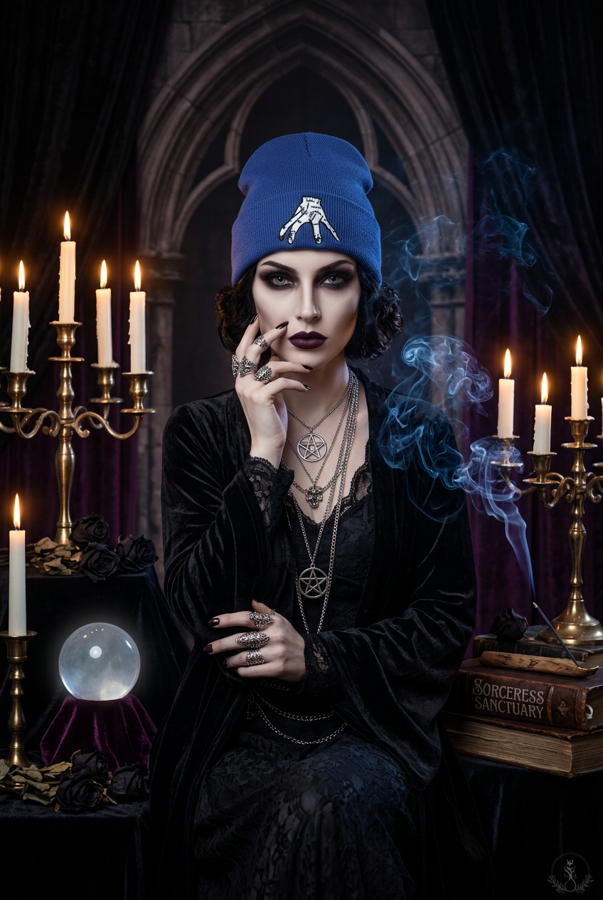 Embroidered Knitted Hip-Hop Beanie for Halloween Sorceress Sanctuary