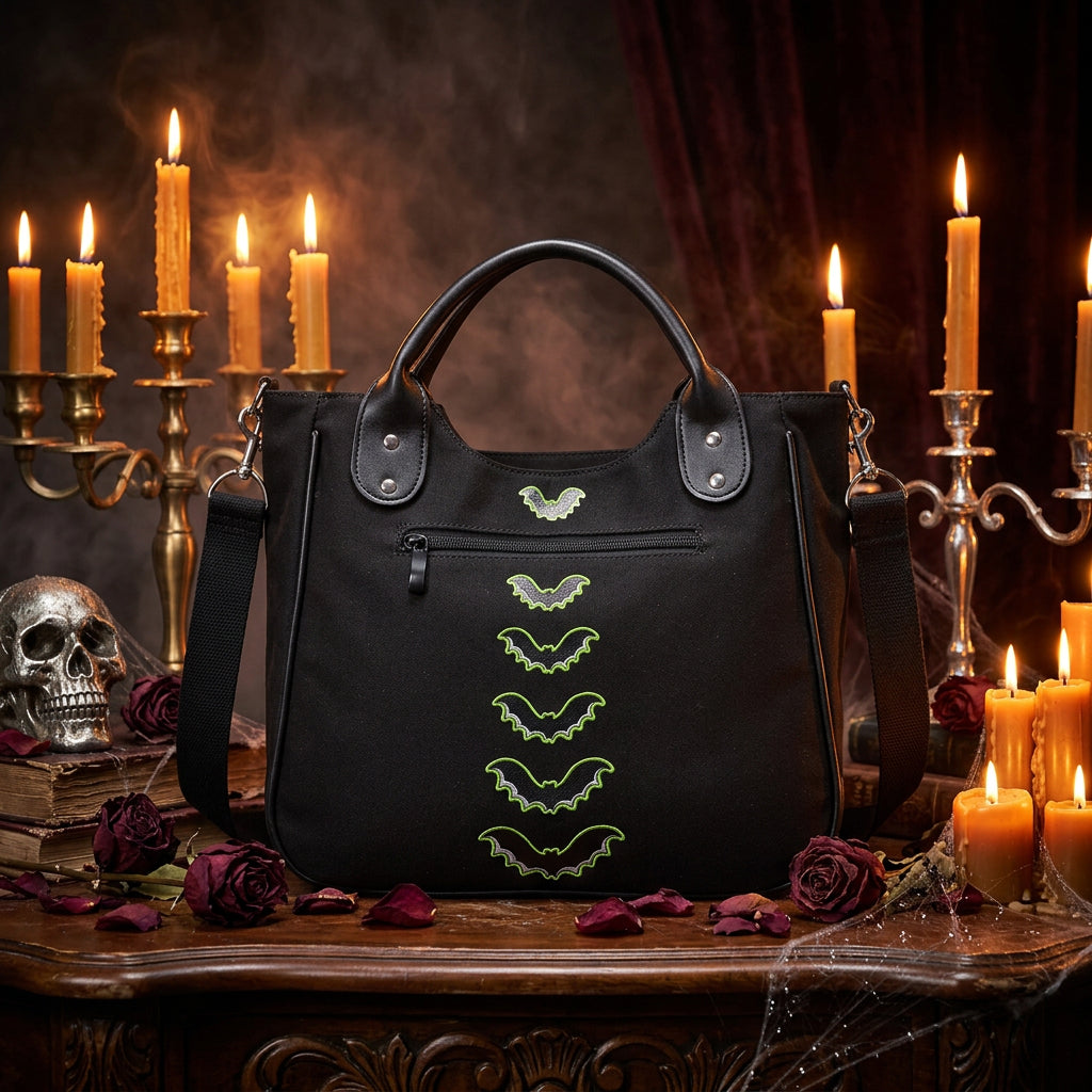 Halloween Skull Print Women's Canvas Shoulder Bag Sorceress Sanctuary