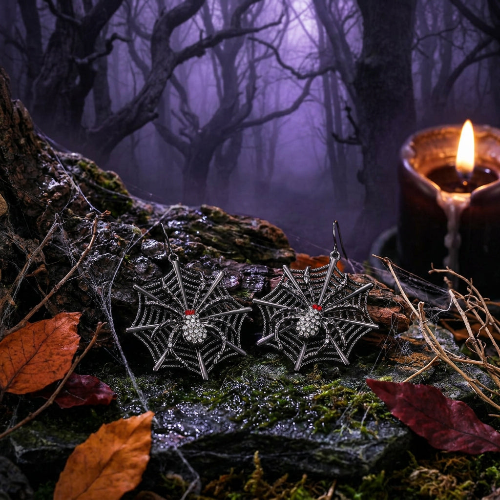 Halloween Spider Earrings - Alloy Metal Jewelry Sorceress Sanctuary