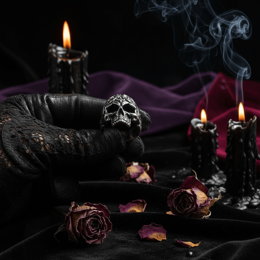 Punk Hip-hop Skull Titanium Steel Ring Sorceress Sanctuary