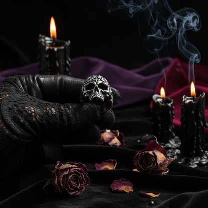 Punk Hip-hop Skull Titanium Steel Ring Sorceress Sanctuary