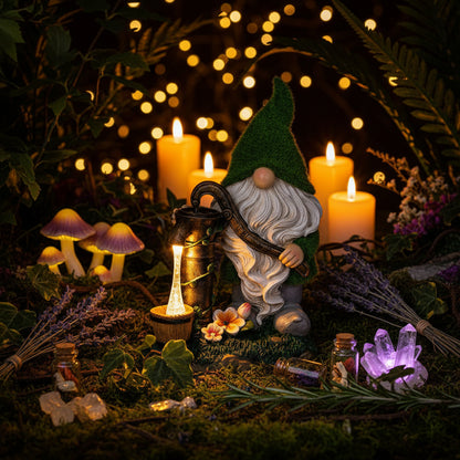 Solar Lamp Resin Gnome Statue for Garden Decoration Sorceress Sanctuary