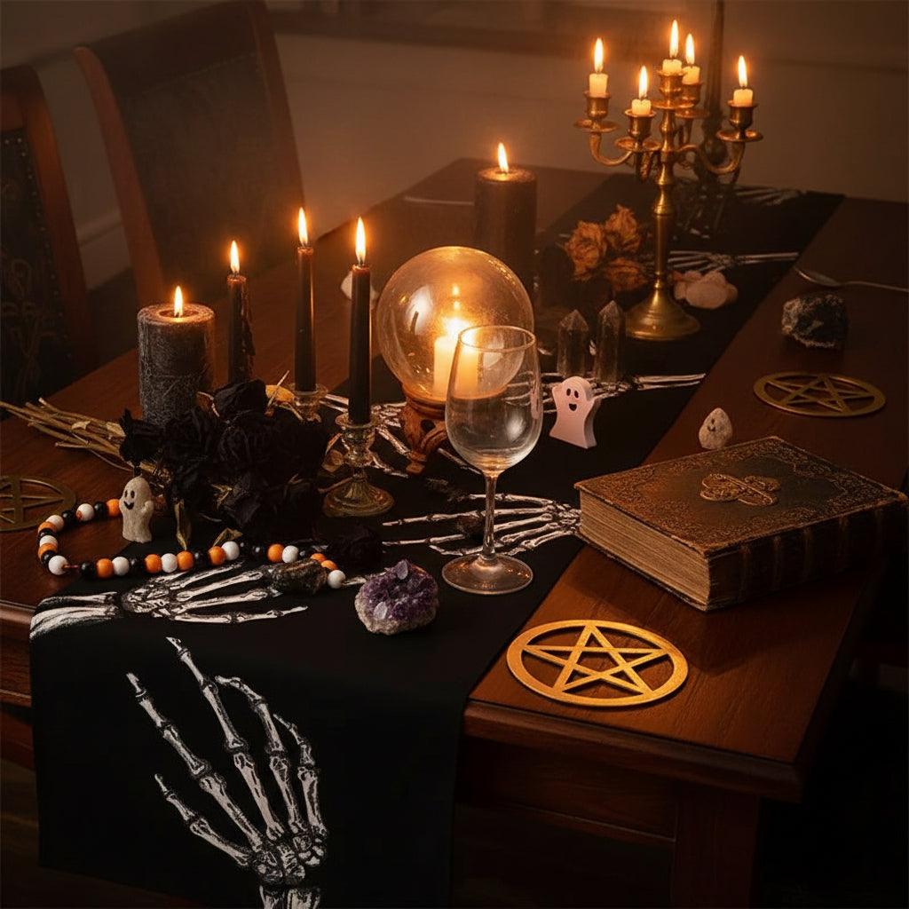 Halloween Day of the Dead Skeleton Ghost Table Flag Sorceress Sanctuary