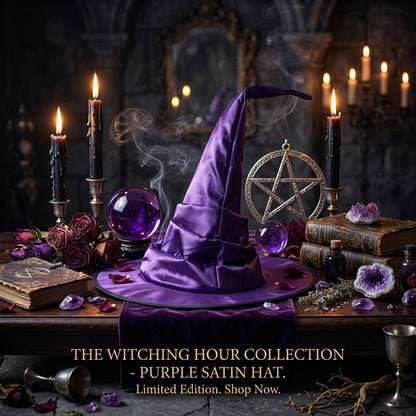 Curved Black Pleated Witch Hat for Halloween Sorceress Sanctuary
