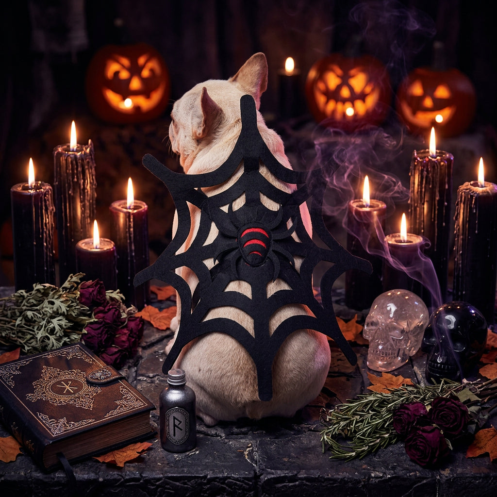 Halloween Cat and Dog Spider Web Decoration Set Sorceress Sanctuary