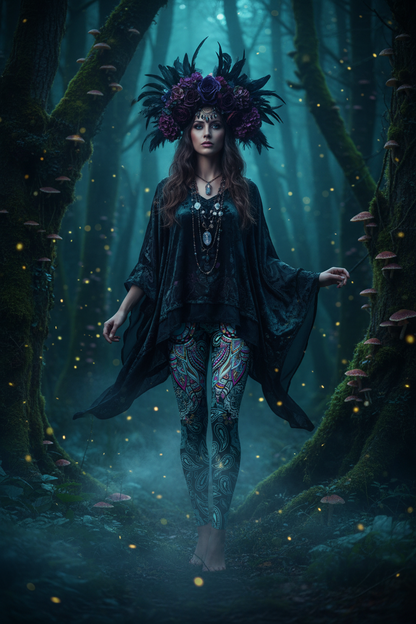 Fashion Digital Print Leggings - Slim Fit Ankle Pants Sorceress Sanctuary