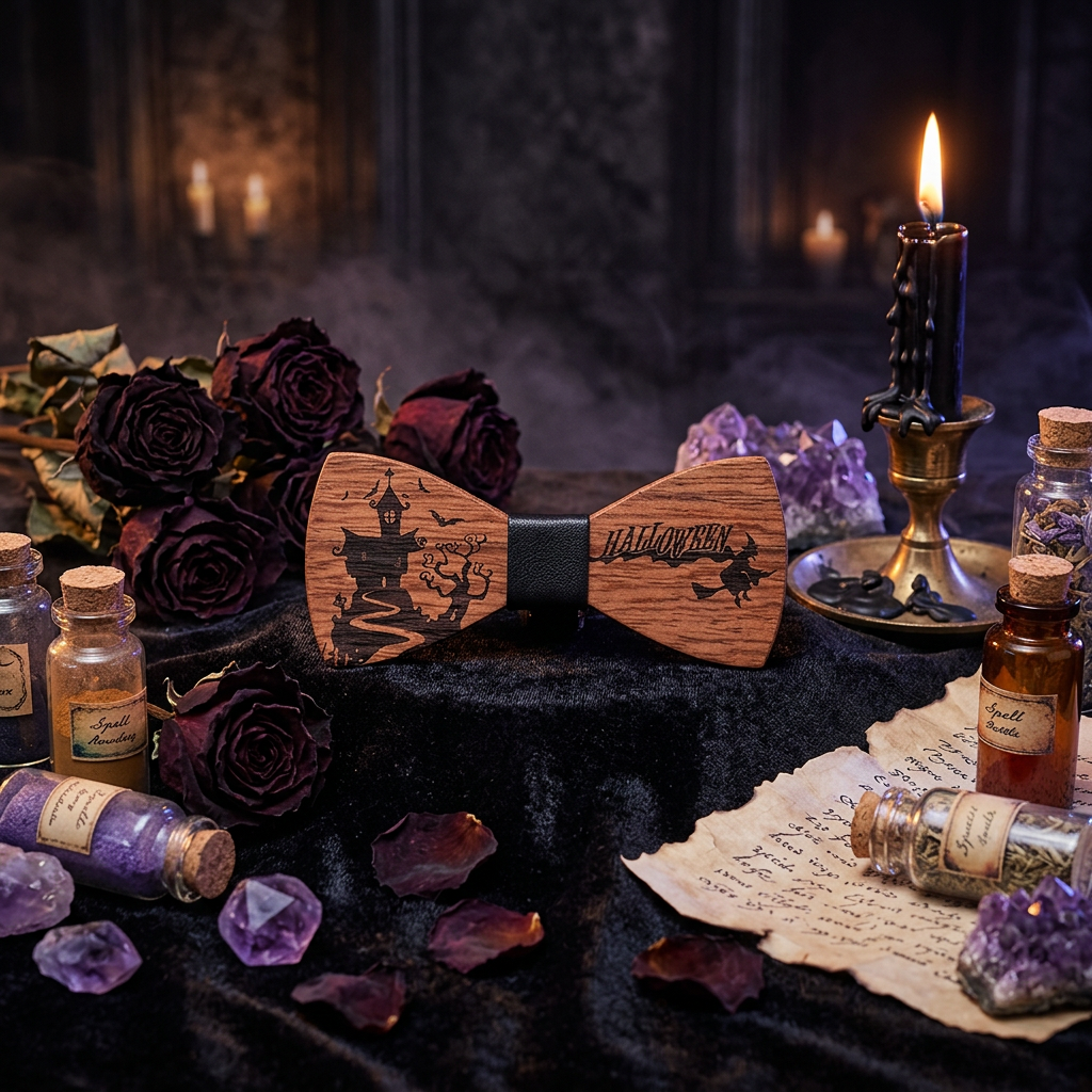 Men's Wooden Bow Tie for Halloween Sorceress Sanctuary