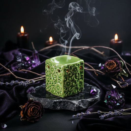 Ceramic Square Aromatherapy Burner with Vintage Glaze Sorceress Sanctuary