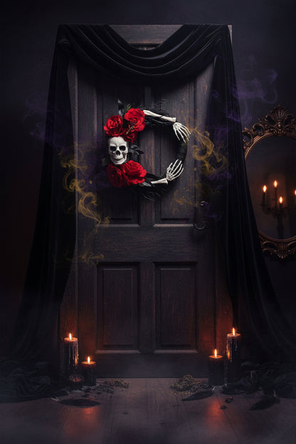 Rose Skull Garland Wreath for Home Holiday Decoration Sorceress Sanctuary