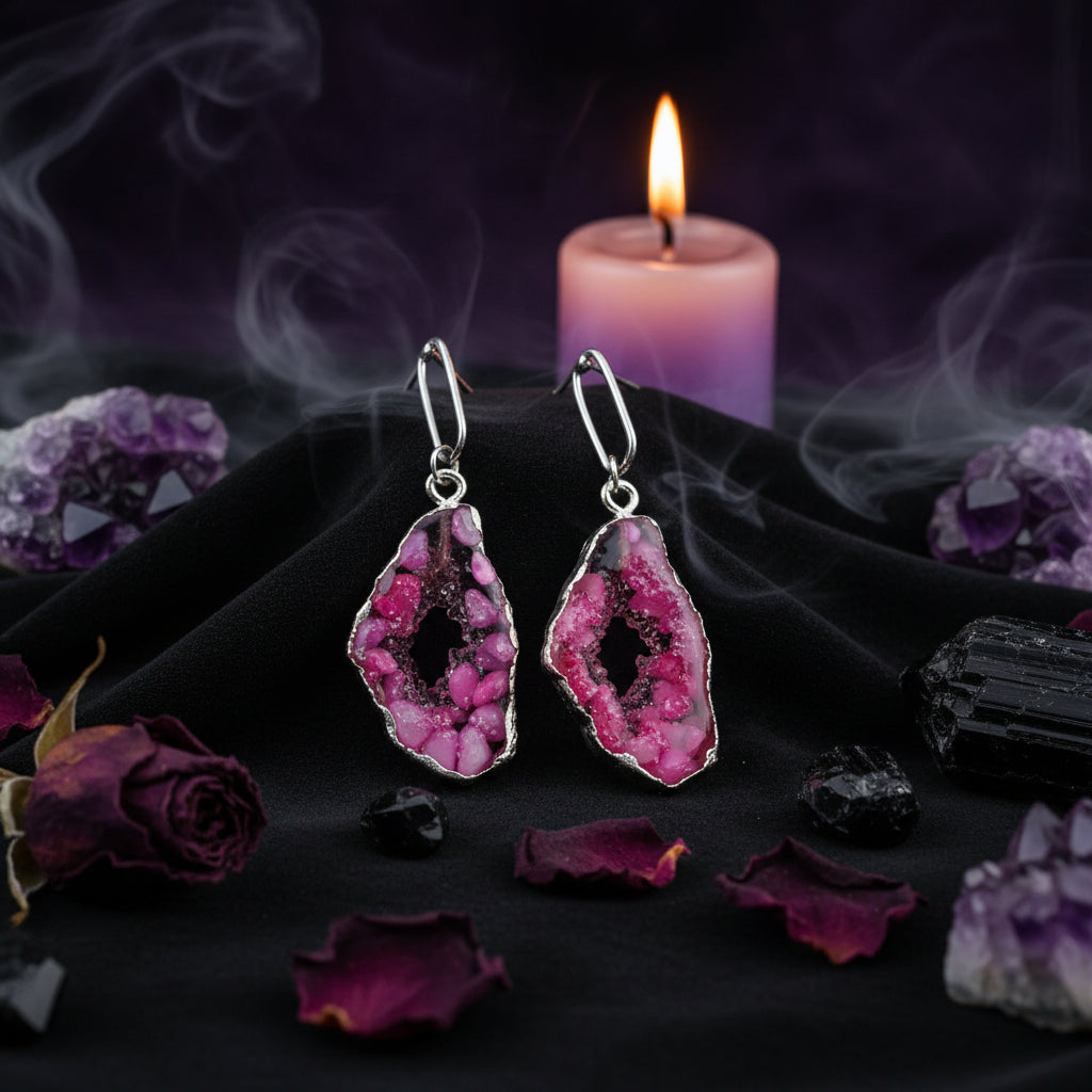 Hollow Shell and Stone Earrings Sorceress Sanctuary