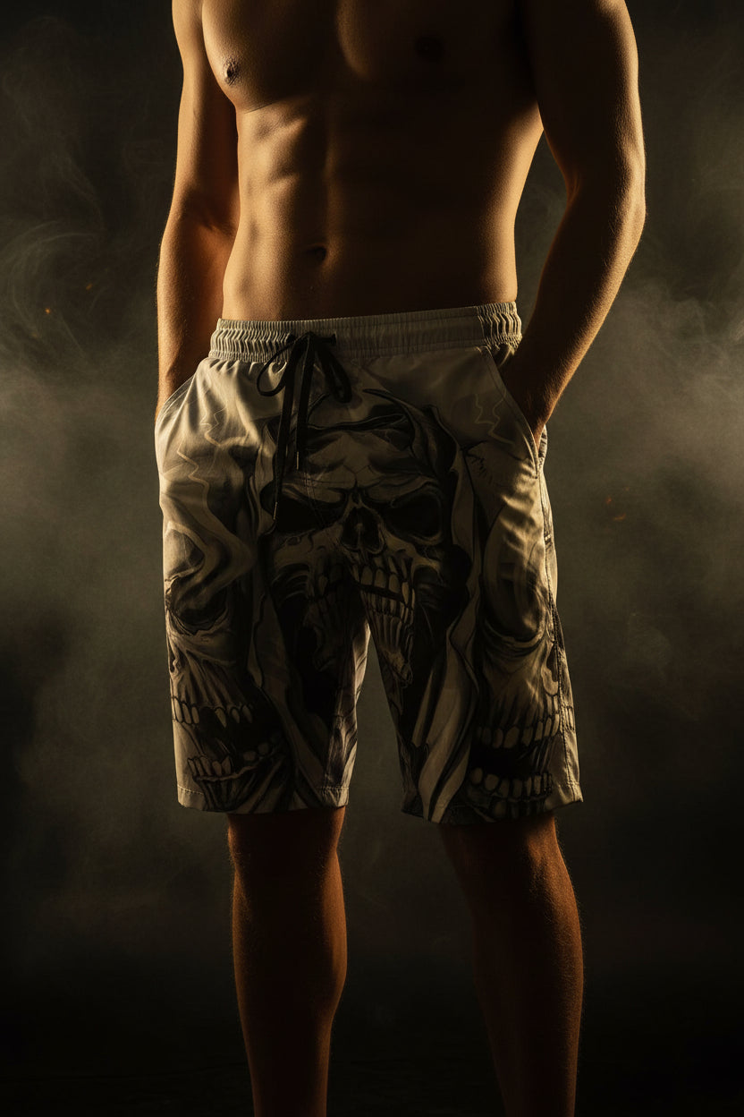 3D Digital Print Skull Shorts for Men Sorceress Sanctuary