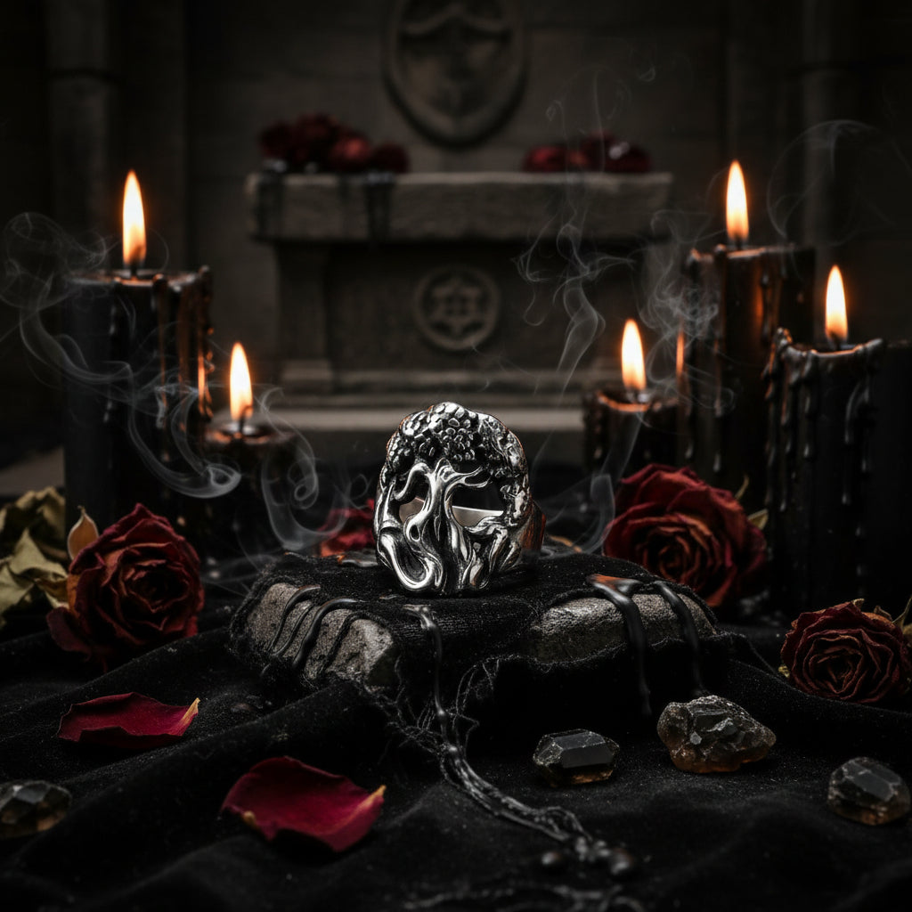 Tree of Life Titanium Ring - Religious Totem Design Sorceress Sanctuary