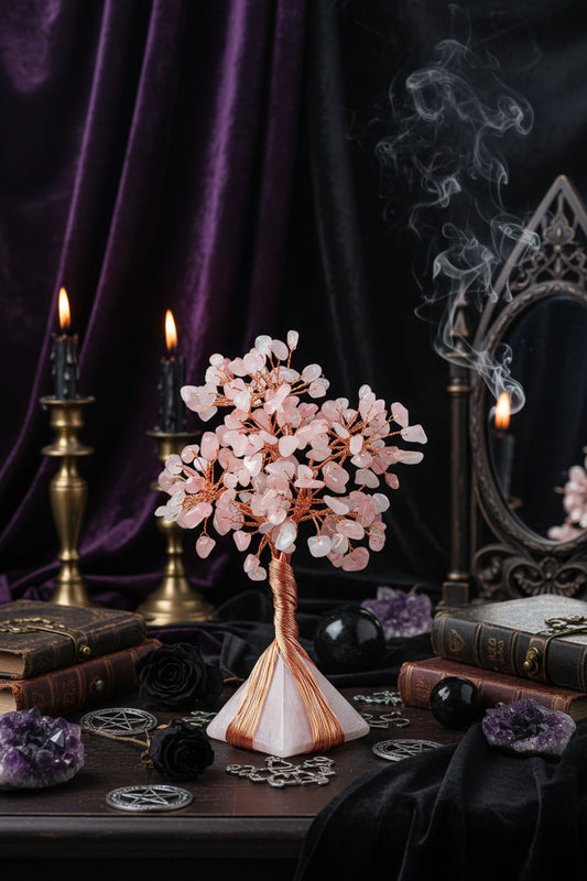 Crystal Pyramid Trees - Sorceress Sanctuary Amethyst + amethyst gravel / 4cm pyramid flower tree-Pink crystal + pink crystal gravel / 4cm pyramid flower tree-Lapis lazuli + lapis lazuli gravel / 4cm pyramid flower tree-Dongling Jade + Dongling Jade gravel / 4cm pyramid flower tree-Tiger Eye Stone + Tiger Eye Stone gravel / 4cm pyramid flower tree