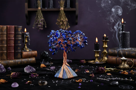 Crystal Pyramid Trees - Sorceress Sanctuary Amethyst + amethyst gravel / 4cm pyramid flower tree-Pink crystal + pink crystal gravel / 4cm pyramid flower tree-Lapis lazuli + lapis lazuli gravel / 4cm pyramid flower tree-Dongling Jade + Dongling Jade gravel / 4cm pyramid flower tree-Tiger Eye Stone + Tiger Eye Stone gravel / 4cm pyramid flower tree