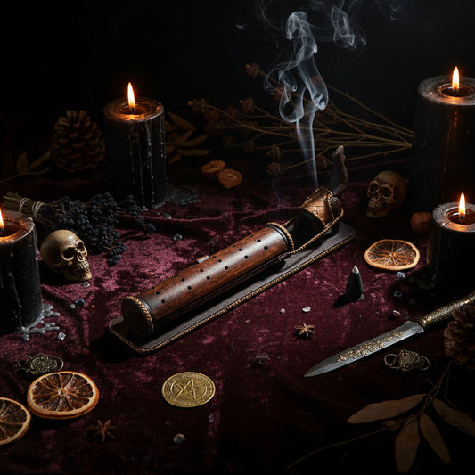 Incense Burner with Bamboo Stick Holder for Altars Sorceress Sanctuary