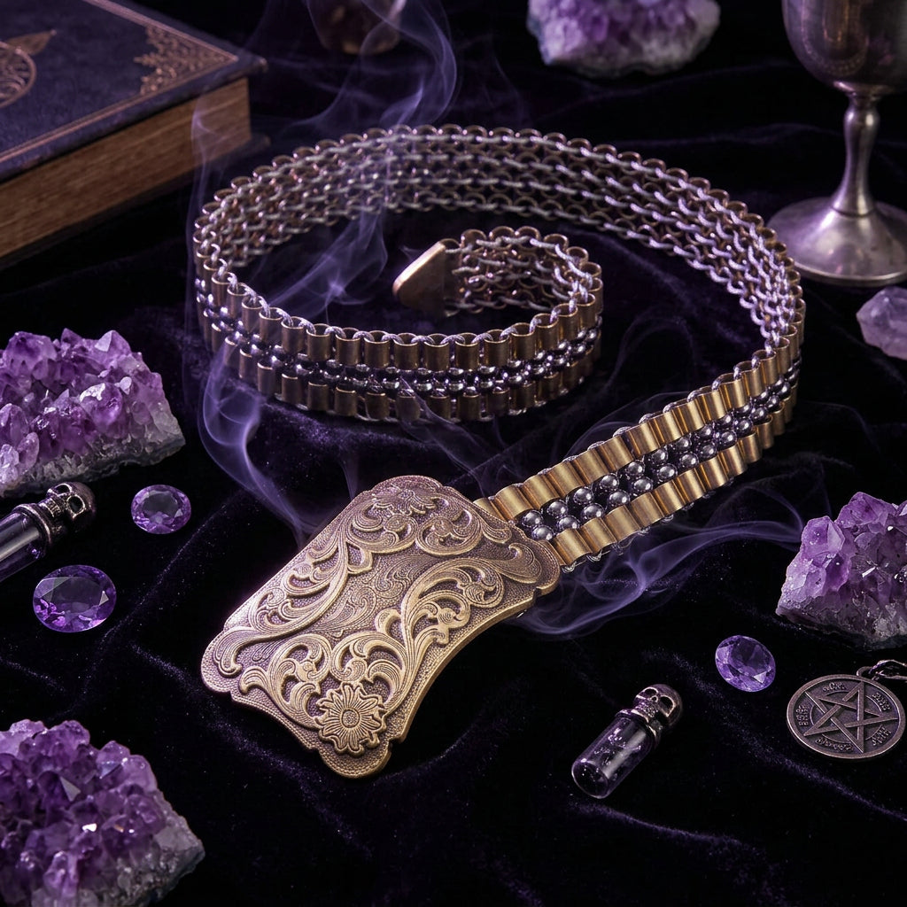 Talisman Clasp Leather Belt, view 11
