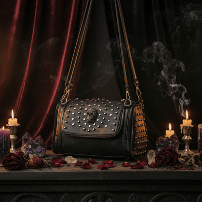 Crossbody Bag with Skull Design and Studs Sorceress Sanctuary