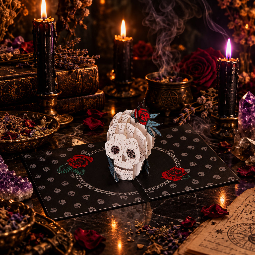 Rose Skull Pop Card, detail view