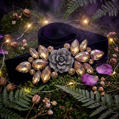 Midnight Rose Rhinestone Belt, view 3
