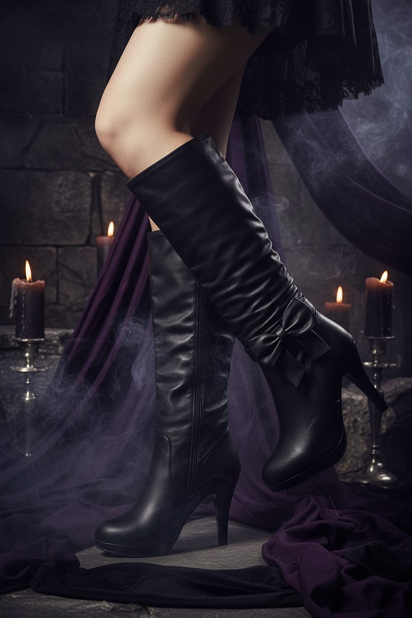 Bowknot Chunky Heel Round Toe Martin Boots Sorceress Sanctuary