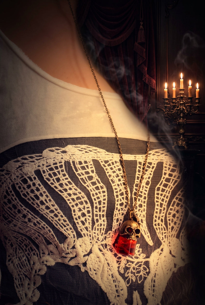 Blood Vial Skull Necklace