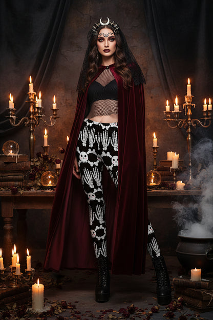 Women's Skull Pattern Digital Print Yoga Pants Sorceress Sanctuary