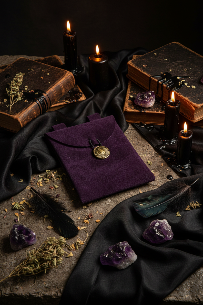 Medieval Renaissance Black Suede Leather Bag Sorceress Sanctuary
