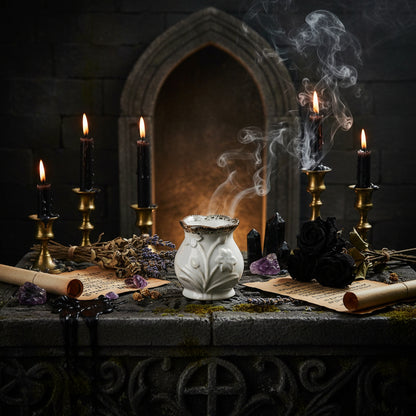 Ceramic Square Aromatherapy Burner with Vintage Glaze Sorceress Sanctuary
