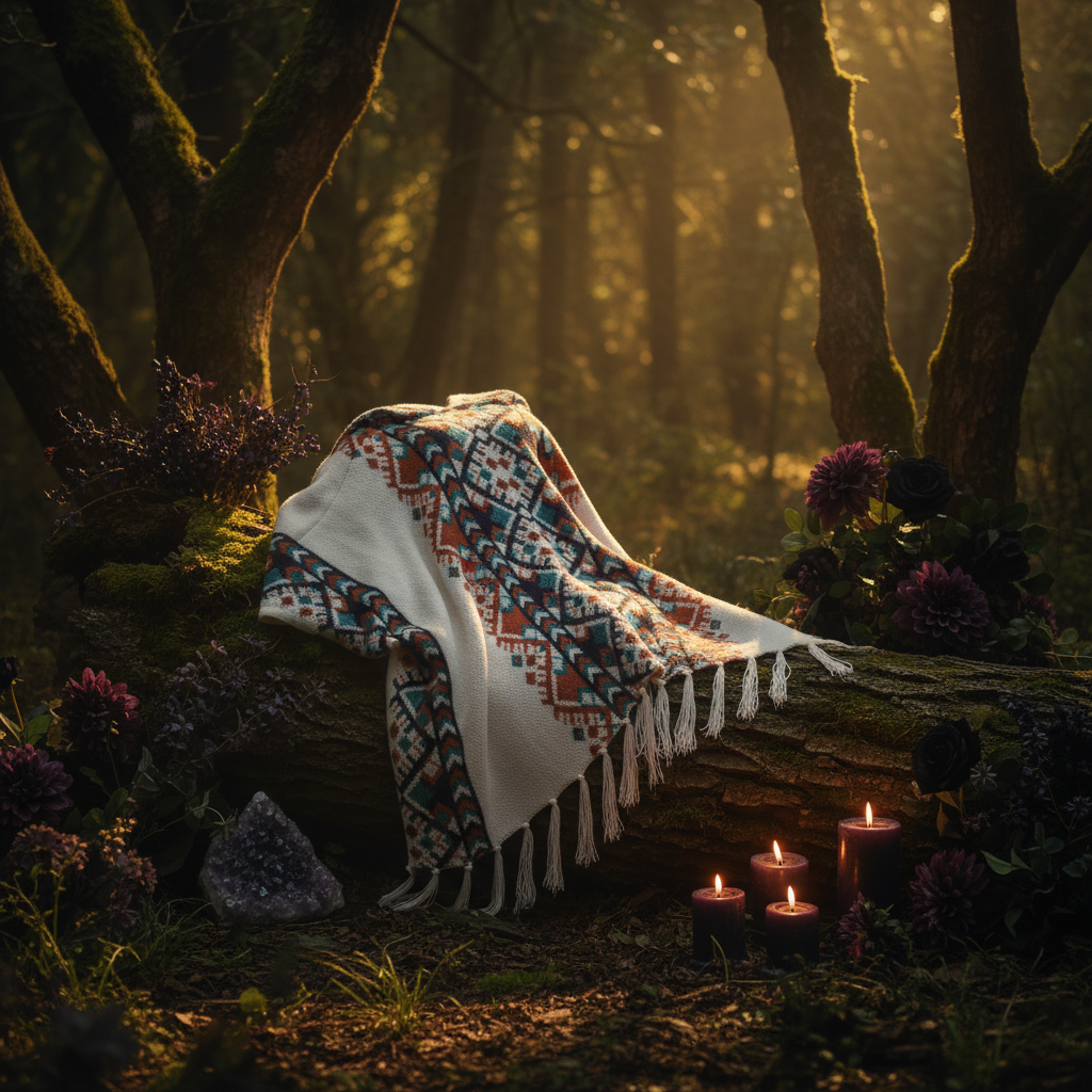 Mid-Length Shawl with Fringe Cape Coat Sorceress Sanctuary