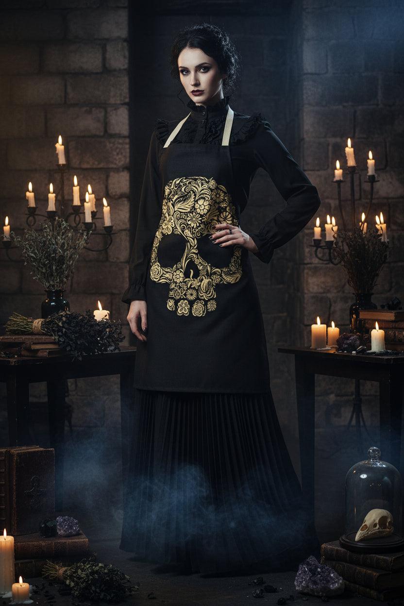 Skull Series Creative Cotton and Linen Apron Sorceress Sanctuary