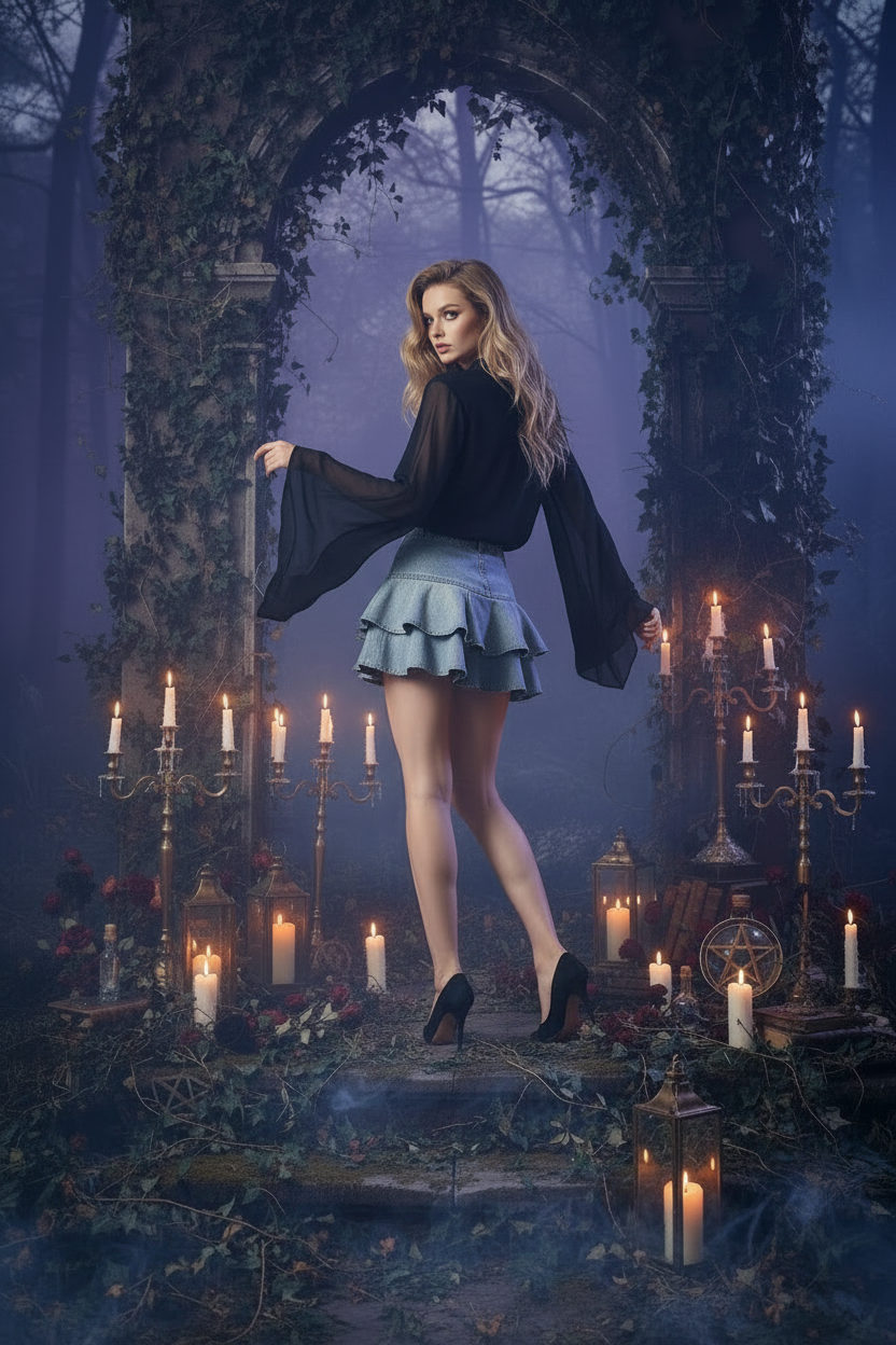 Ruffle Denim Skirt Sorceress Sanctuary