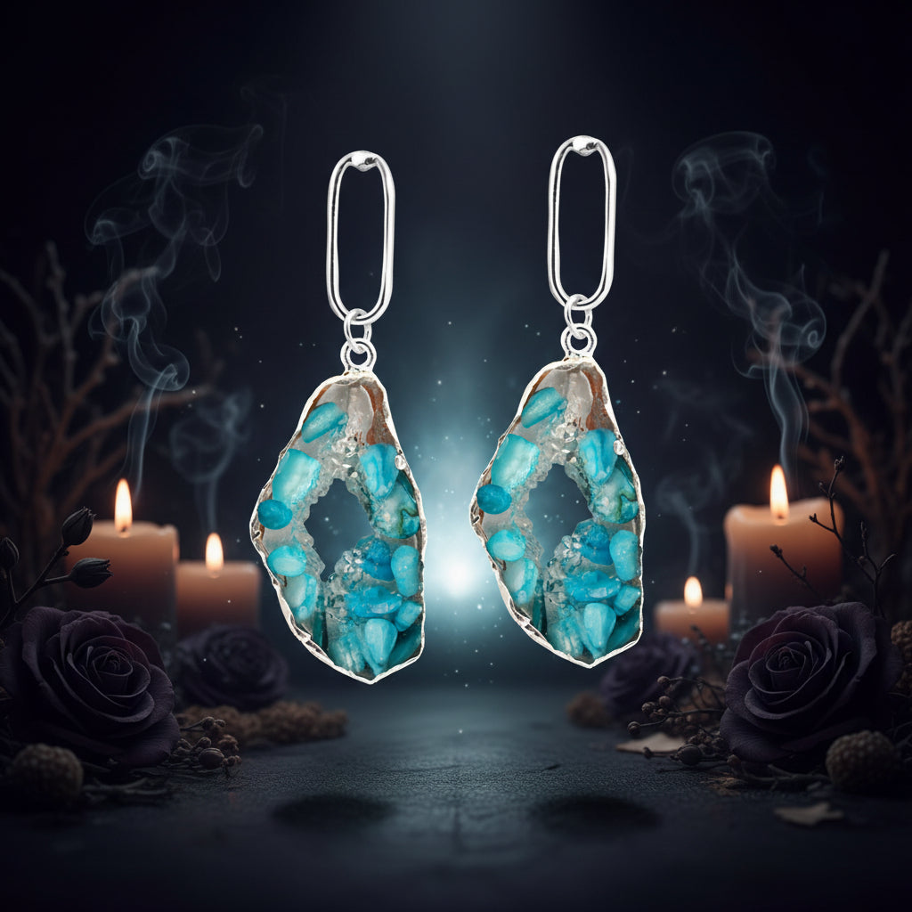 Hollow Shell and Stone Earrings Sorceress Sanctuary