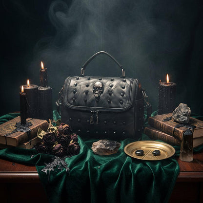 Crossbody Bag with Skull Design and Studs Sorceress Sanctuary