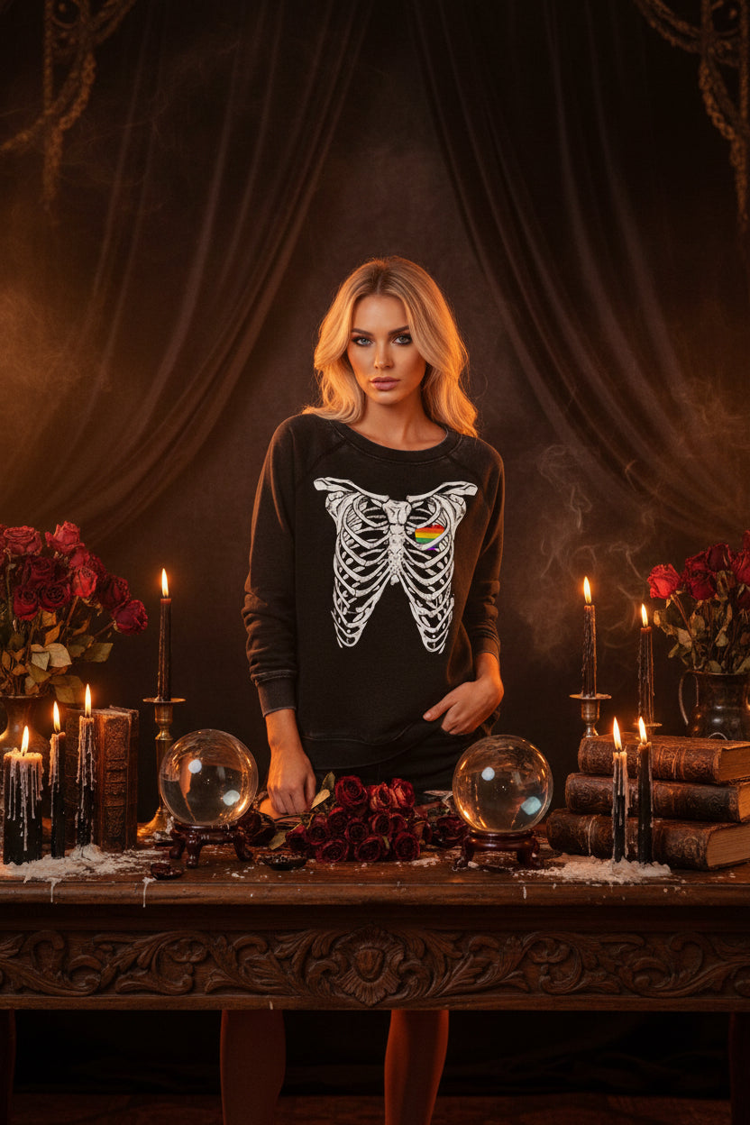 Funky Print Halloween Skull Sweatshirt for Women Sorceress Sanctuary