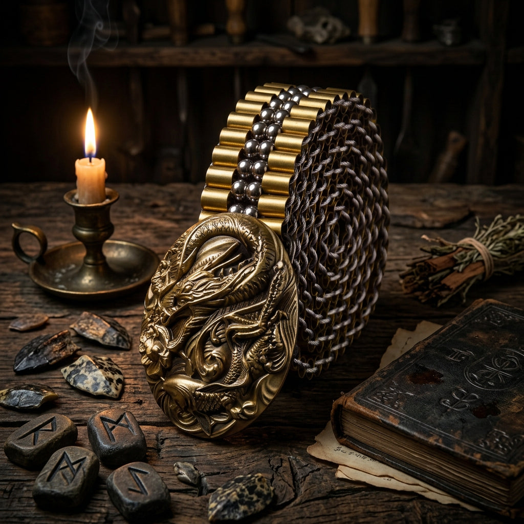 Talisman Clasp Leather Belt, view 9