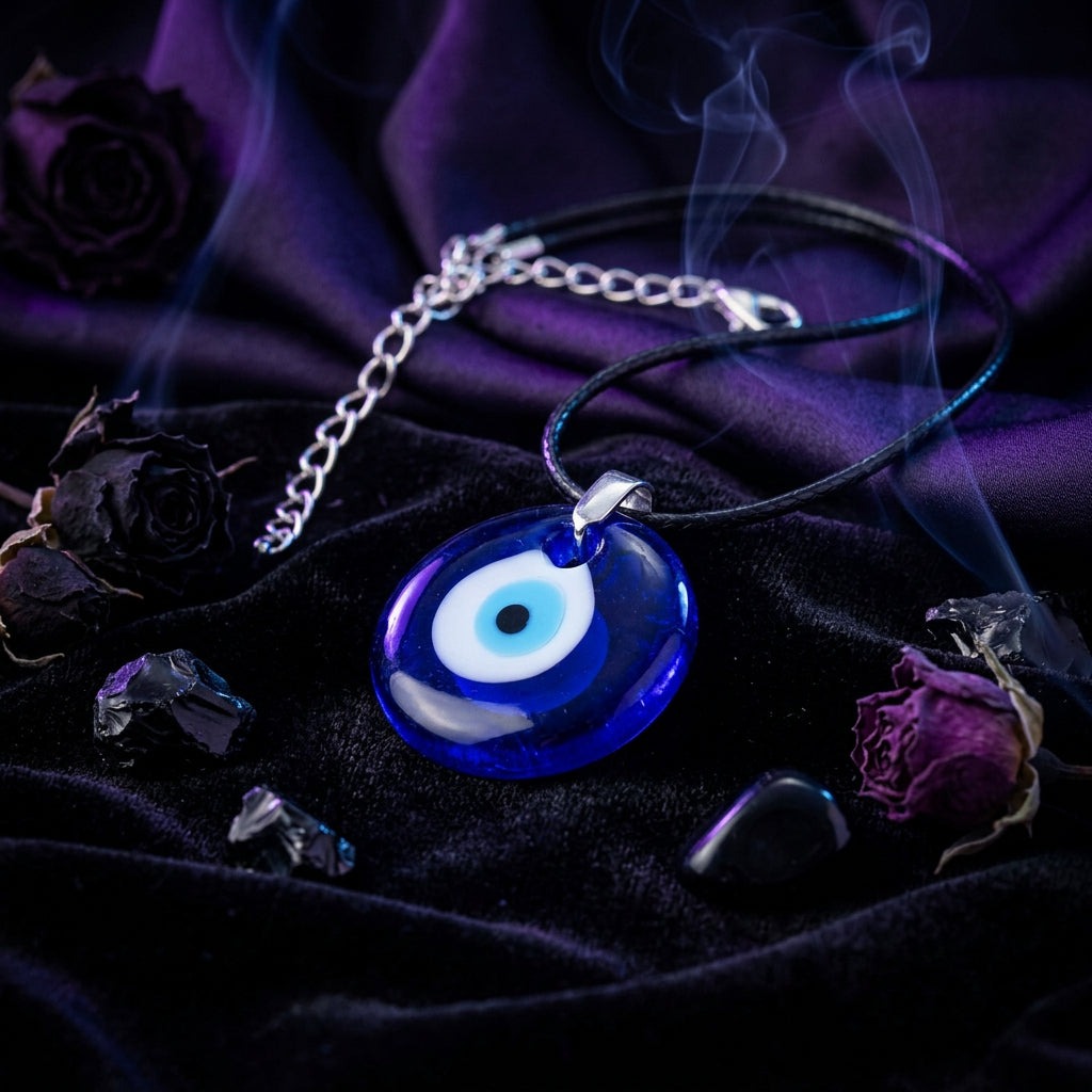 Men's Devil Eye Pendant Necklace - Simple Wax Rope Design Sorceress Sanctuary