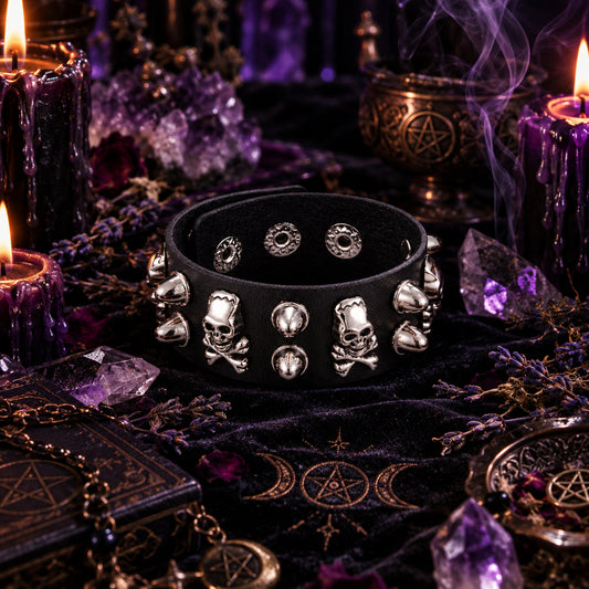 Grimfang Skull Rivet Bracelet, view 2