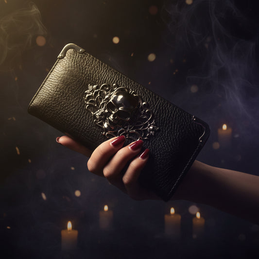 Skull Design Women's Long Wallet with Card Slots Sorceress Sanctuary