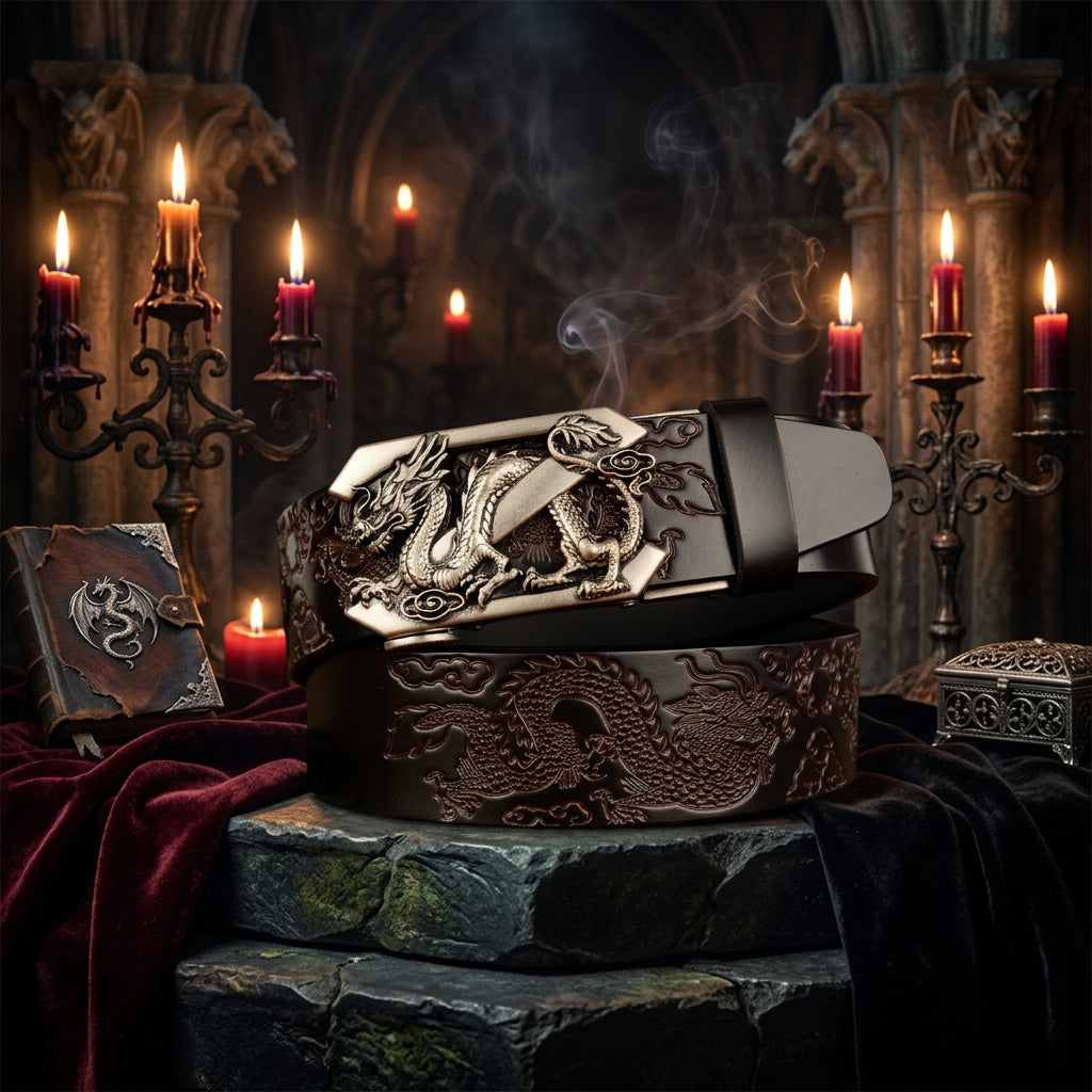 Twin Dragon Leather Belt, view 2