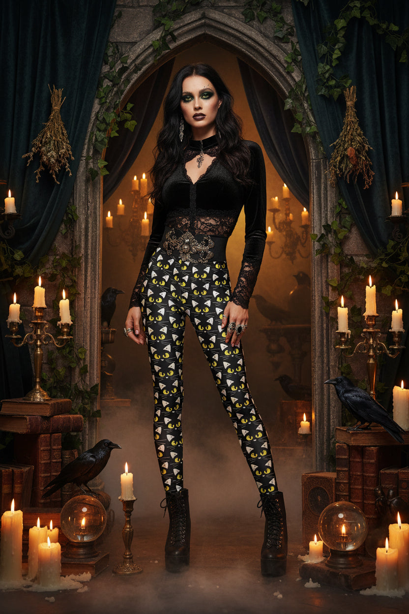 Women's Skull Pattern Digital Print Yoga Pants Sorceress Sanctuary