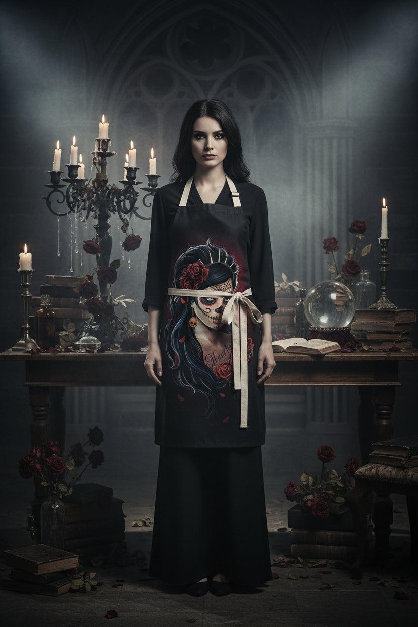 Skull Series Creative Cotton and Linen Apron Sorceress Sanctuary