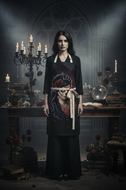 Skull Series Creative Cotton and Linen Apron Sorceress Sanctuary