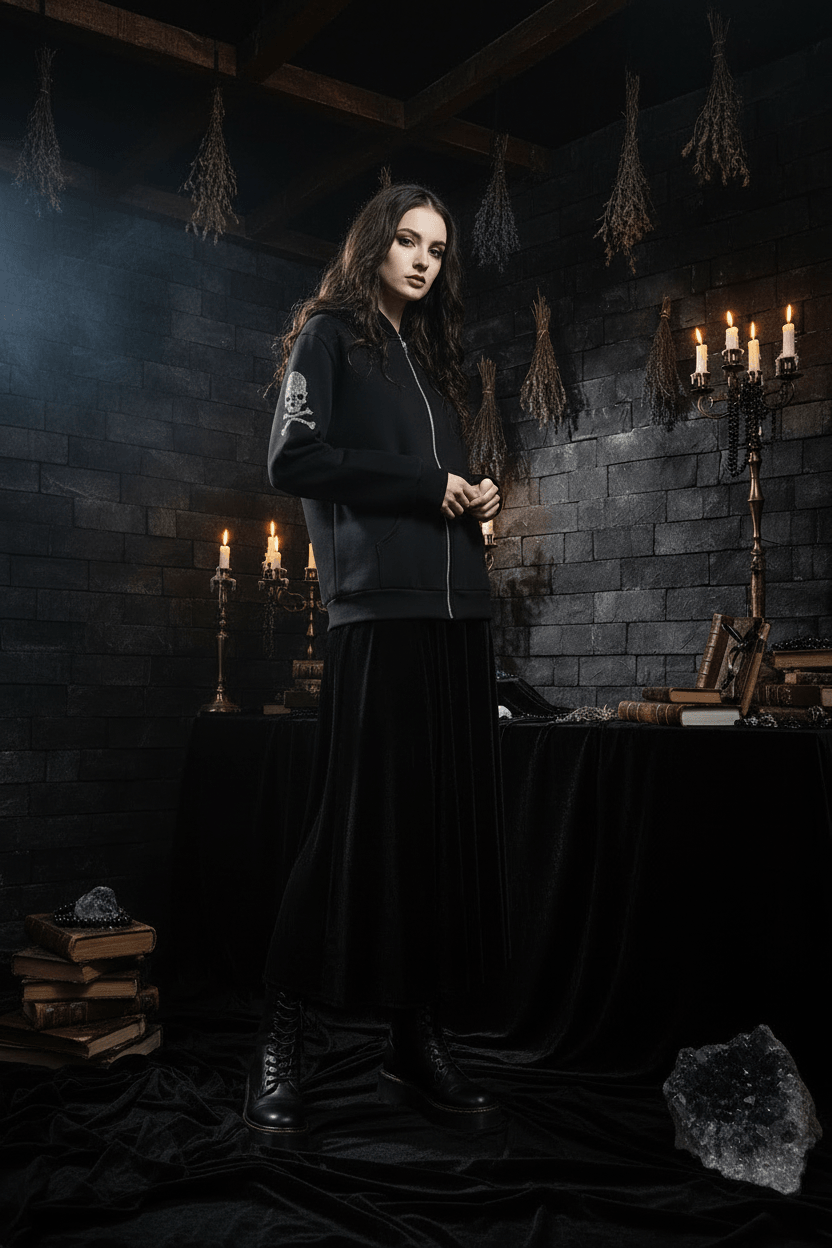 Diamond Skull Oversized Hoodie Jacket (Long Sleeve) Sorceress Sanctuary
