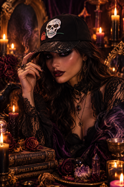 Personalized Skull Baseball Cap for Halloween Fun Sorceress Sanctuary