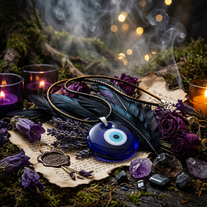 Men's Devil Eye Pendant Necklace - Simple Wax Rope Design Sorceress Sanctuary