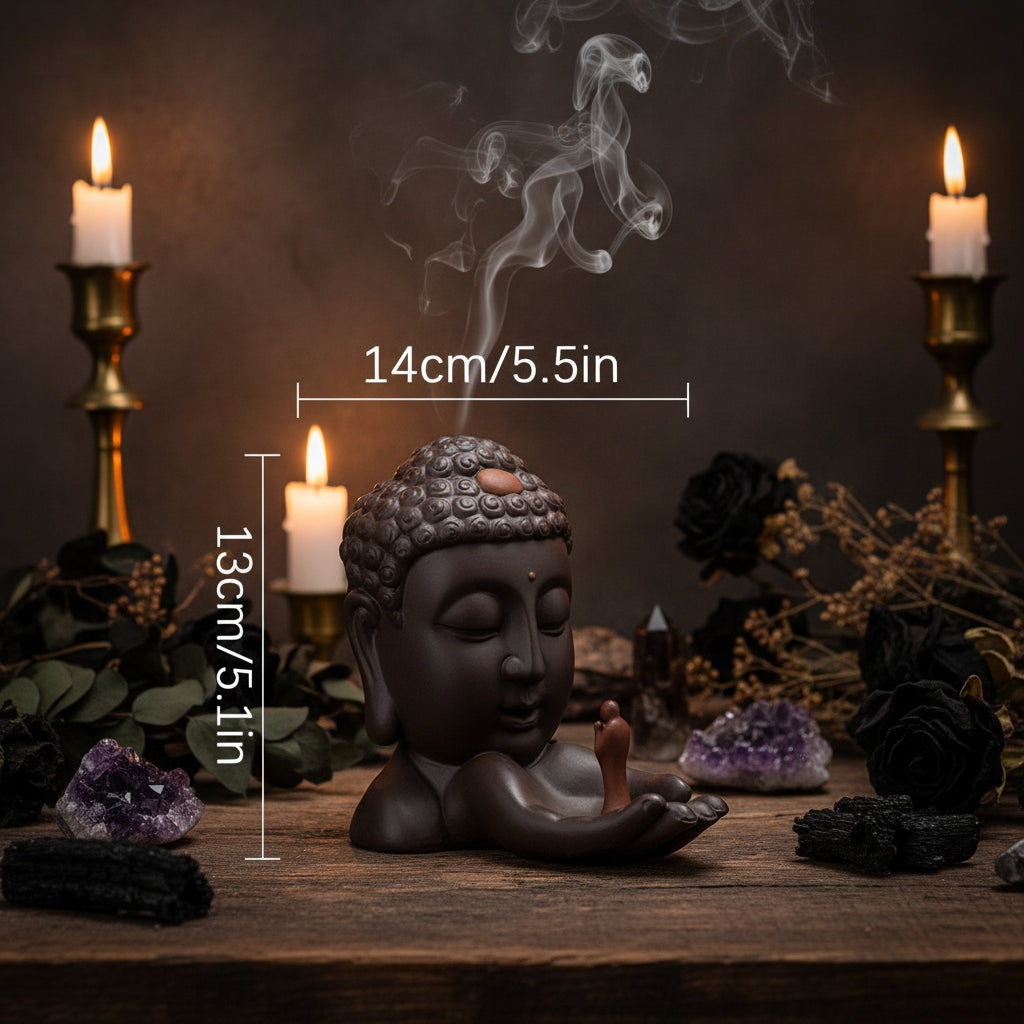 Ceramic Buddha Backflow Incense Burner for Home Decor Sorceress Sanctuary