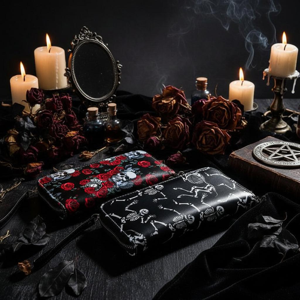 Colorful Skull Print Women's Long Clutch Wallet Sorceress Sanctuary
