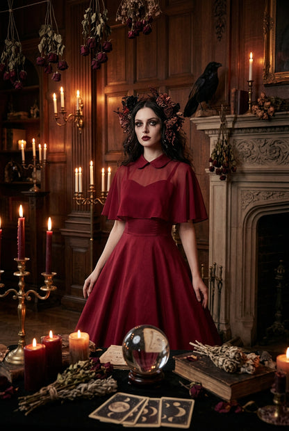 2020 Cross-Border Amazon Women's Cape Dress Set Sorceress Sanctuary